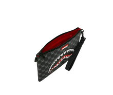 Carica l'immagine nel visualizzatore di Gallery, SHARKS IN PARIS WTF BUBBLY BLACK CHECK CROSSOVER CLUTCH SPRAYGROUND