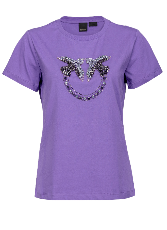QUENTIN T-SHIRT RICAMO LOVE BIRDS  PINKO