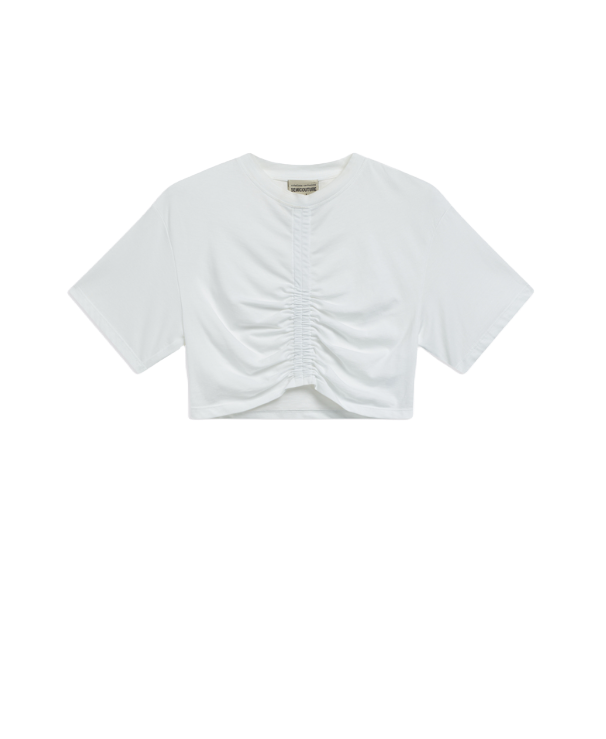 T-Shirt con arriccio in jersey Semicouture
