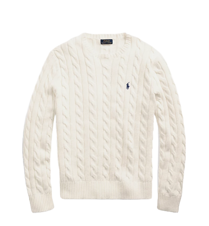 Maglia in cotone a trecce Panna Uomo Polo Ralph Lauren