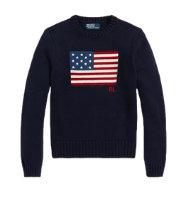 Maglione girocollo in cotone con bandiera 211896939001 Polo Ralph Lauren