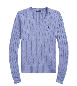 Maglia in cotone a trecce con scollo a V 211891641003 Polo Ralph Lauren