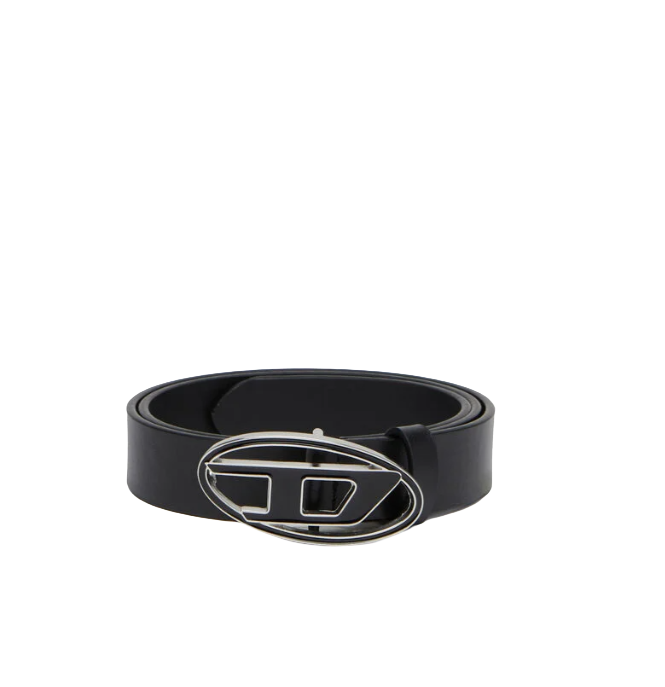 Cintura 2.4 cm in pelle con fibbia smaltata