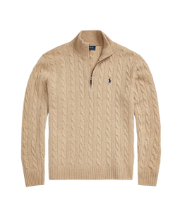 Maglia in lana e cashmere a trecce Cammello Uomo Polo Ralph Lauren