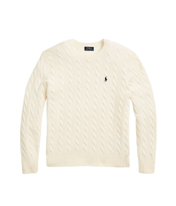 Maglia in lana e cashmere a trecce Panna Uomo Polo Ralph Lauren