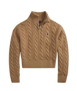 Maglia a trecce in lana e cashmere con zip Donna Polo Ralph Lauren