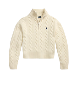 Maglia a trecce in lana e cashmere con zip Donna Polo Ralph Lauren