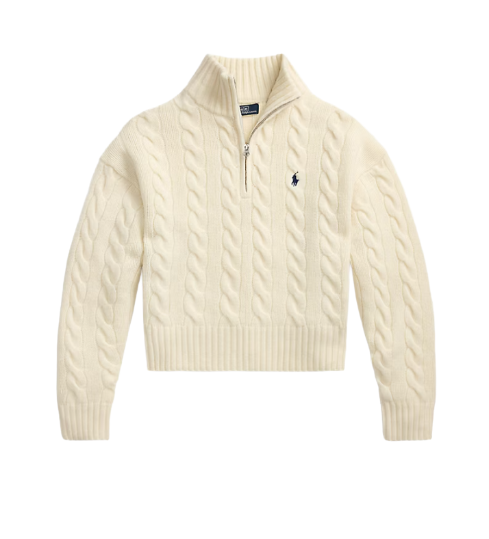 Maglia a trecce in lana e cashmere con zip Donna Polo Ralph Lauren