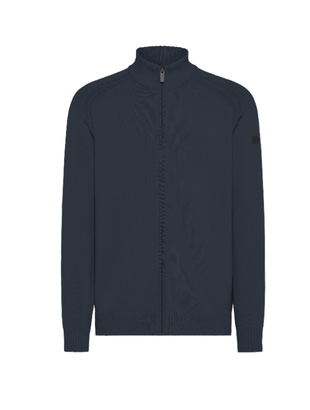 Cotton Plain Full Zip Knit W25142 60 Blue Black