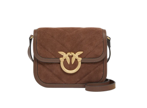 Borsa a spalla piccola Mini Love Bag Box in pelle scamosciata Pinko