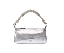 Carica l&#39;immagine nel visualizzatore di Gallery, Borsa a mano piccola Mini Half Moon Baguette in pelle laminata con strass Pinko
