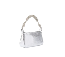 Carica l&#39;immagine nel visualizzatore di Gallery, Borsa a mano piccola Mini Half Moon Baguette in pelle laminata con strass Pinko
