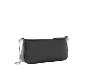 Borsa a spalla piccola Mini Half Moon Baguette in pelle con strass Pinko