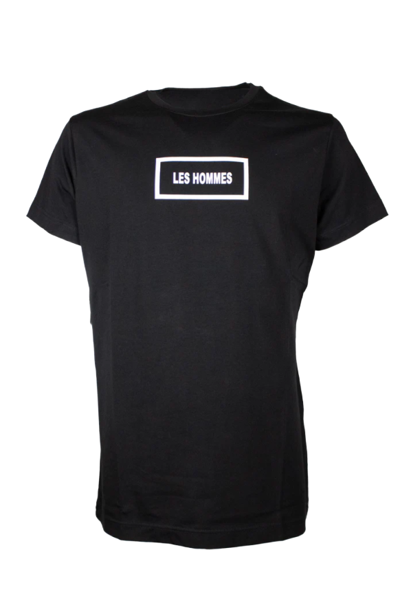 T-shirt nera in jersey di cotone Les Hommes