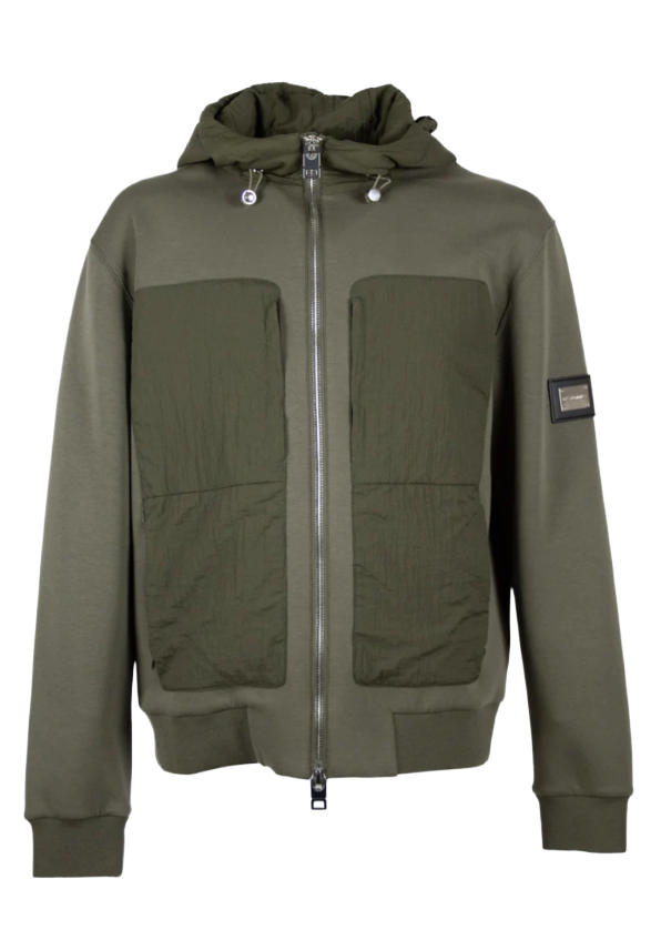 Felpa zip e cappuccio verdone Les Hommes