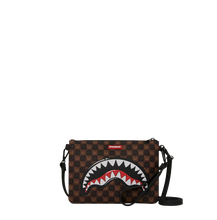 Carica l'immagine nel visualizzatore di Gallery, SHARKS IN PARIS WTF BUBBLE BROWN CHECK CROSSOVER CLUTCH SPRAYGROUND

