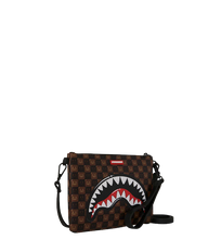 Carica l'immagine nel visualizzatore di Gallery, SHARKS IN PARIS WTF BUBBLE BROWN CHECK CROSSOVER CLUTCH SPRAYGROUND
