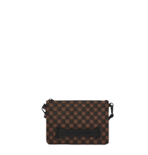 Carica l'immagine nel visualizzatore di Gallery, SHARKS IN PARIS WTF BUBBLE BROWN CHECK CROSSOVER CLUTCH SPRAYGROUND
