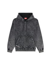 Carica l'immagine nel visualizzatore di Gallery, Felpa Grigia con cappuccio effetto denim lavorato Diesel Uomo
