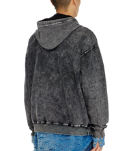 Carica l'immagine nel visualizzatore di Gallery, Felpa Grigia con cappuccio effetto denim lavorato Diesel Uomo
