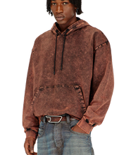 Carica l'immagine nel visualizzatore di Gallery, Felpa Marrona con cappuccio effetto denim lavorato Diesel Uomo
