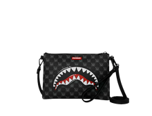 Carica l'immagine nel visualizzatore di Gallery, SHARKS IN PARIS WTF BUBBLY BLACK CHECK CROSSOVER CLUTCH SPRAYGROUND
