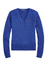 Carica l&#39;immagine nel visualizzatore di Gallery, Maglia trecce con scollo a V 211891641006 Polo Ralph Lauren
