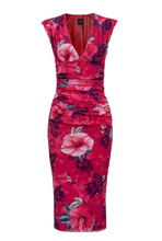 Carica l&#39;immagine nel visualizzatore di Gallery, ACCALDATO ABITO LONGUETTE STAMPA HIBISCUS
