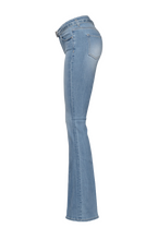 Carica l&#39;immagine nel visualizzatore di Gallery, FLORA JEANS FLARED DENIM BLUE STRETCH
