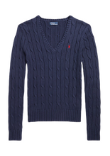 Carica l&#39;immagine nel visualizzatore di Gallery, Maglia trecce con scollo a V 211891641002 Polo Ralph Lauren
