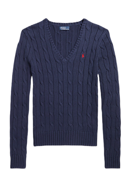 Maglia trecce con scollo a V 211891641002 Polo Ralph Lauren