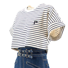 Carica l&#39;immagine nel visualizzatore di Gallery, T-shirt cropped a righe Kendal A070107461555 Philosophy
