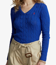 Carica l&#39;immagine nel visualizzatore di Gallery, Maglia trecce con scollo a V 211891641006 Polo Ralph Lauren
