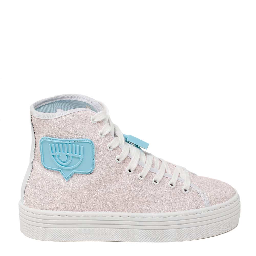 SNEAKERS GLITTER ROSA E LOGO CHIARA FERRAGNI