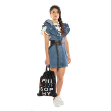 Carica l&#39;immagine nel visualizzatore di Gallery, MINI ABITO DENIM CON ROUCHES PHILOSOPHY
