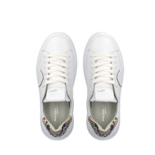 Carica l&#39;immagine nel visualizzatore di Gallery, Sneakers Temple Veau Python Blanc Beige Philippe Model
