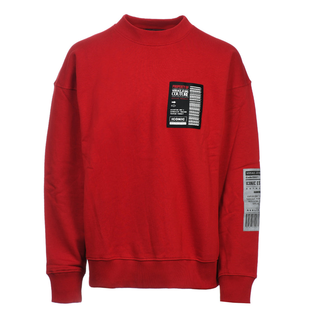 Felpa rossa etichetta 71GAIT12 523 Versace Jeans Couture